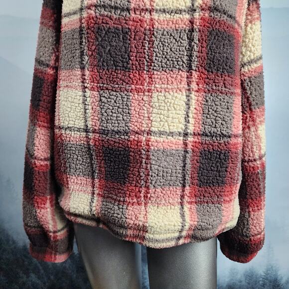 Est. 1946 Sherpa Quarter Snap Plaid Pullover Sweater | Women's M - Picture 3 of 14
